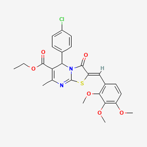 ethyl 5-(4-chlorophenyl)-7-methyl-3-oxo-2-(2,3,4-trimethoxybenzylidene)-2,3-dihydro-5H-[1,3]thiazolo[3,2-a]pyrimidine-6-carboxylate