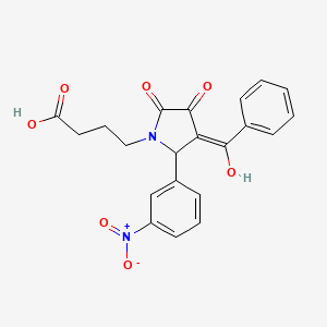 molecular formula C21H18N2O7 B3903858 4-[3-benzoyl-4-hydroxy-2-(3-nitrophenyl)-5-oxo-2,5-dihydro-1H-pyrrol-1-yl]butanoic acid 