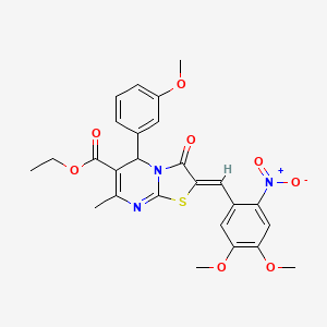 molecular formula C26H25N3O8S B3903904 ethyl 2-(4,5-dimethoxy-2-nitrobenzylidene)-5-(3-methoxyphenyl)-7-methyl-3-oxo-2,3-dihydro-5H-[1,3]thiazolo[3,2-a]pyrimidine-6-carboxylate 