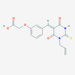 molecular formula C16H14N2O5S B3903916 {3-[(1-allyl-4,6-dioxo-2-thioxotetrahydro-5(2H)-pyrimidinylidene)methyl]phenoxy}acetic acid 