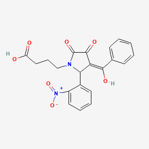 molecular formula C21H18N2O7 B3903919 4-[3-benzoyl-4-hydroxy-2-(2-nitrophenyl)-5-oxo-2,5-dihydro-1H-pyrrol-1-yl]butanoic acid 