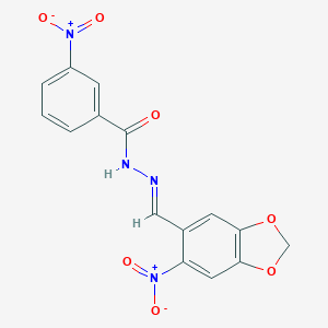 molecular formula C15H10N4O7 B390392 3-nitro-N'-({6-nitro-1,3-benzodioxol-5-yl}methylene)benzohydrazide 