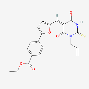 molecular formula C21H18N2O5S B3903930 ethyl 4-{5-[(1-allyl-4,6-dioxo-2-thioxotetrahydro-5(2H)-pyrimidinylidene)methyl]-2-furyl}benzoate 