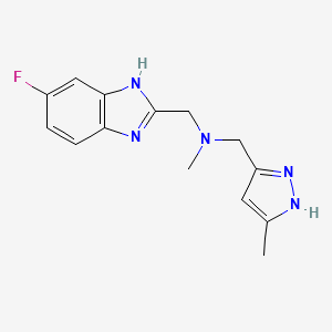 molecular formula C14H16FN5 B3903956 1-(6-fluoro-1H-benzimidazol-2-yl)-N-methyl-N-[(3-methyl-1H-pyrazol-5-yl)methyl]methanamine 