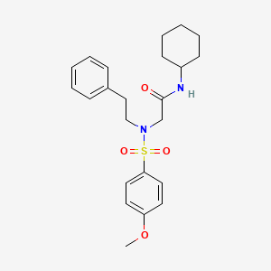 molecular formula C23H30N2O4S B3903971 N~1~-cyclohexyl-N~2~-[(4-methoxyphenyl)sulfonyl]-N~2~-(2-phenylethyl)glycinamide 