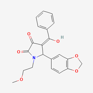 molecular formula C21H19NO6 B3903974 5-(1,3-benzodioxol-5-yl)-4-benzoyl-3-hydroxy-1-(2-methoxyethyl)-1,5-dihydro-2H-pyrrol-2-one 