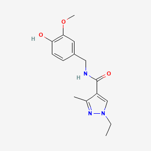molecular formula C15H19N3O3 B3903981 1-ethyl-N-(4-hydroxy-3-methoxybenzyl)-3-methyl-1H-pyrazole-4-carboxamide 