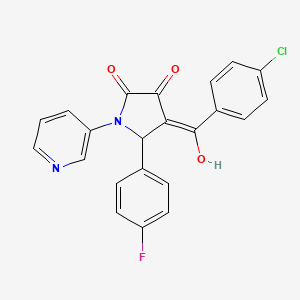 molecular formula C22H14ClFN2O3 B3903988 4-(4-chlorobenzoyl)-5-(4-fluorophenyl)-3-hydroxy-1-(3-pyridinyl)-1,5-dihydro-2H-pyrrol-2-one 