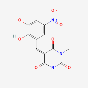 molecular formula C14H13N3O7 B3904046 5-(2-hydroxy-3-methoxy-5-nitrobenzylidene)-1,3-dimethyl-2,4,6(1H,3H,5H)-pyrimidinetrione 