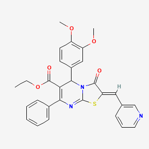 ethyl 5-(3,4-dimethoxyphenyl)-3-oxo-7-phenyl-2-(3-pyridinylmethylene)-2,3-dihydro-5H-[1,3]thiazolo[3,2-a]pyrimidine-6-carboxylate