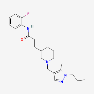 molecular formula C22H31FN4O B3904064 N-(2-fluorophenyl)-3-{1-[(5-methyl-1-propyl-1H-pyrazol-4-yl)methyl]-3-piperidinyl}propanamide 