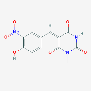 molecular formula C12H9N3O6 B3904086 5-(4-hydroxy-3-nitrobenzylidene)-1-methyl-2,4,6(1H,3H,5H)-pyrimidinetrione 