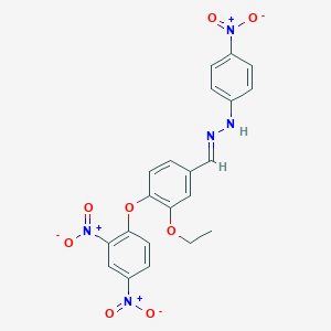 molecular formula C21H17N5O8 B390411 4-{2,4-Bisnitrophenoxy}-3-ethoxybenzaldehyde {4-nitrophenyl}hydrazone 