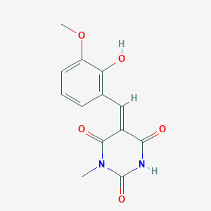 molecular formula C13H12N2O5 B3904129 5-(2-hydroxy-3-methoxybenzylidene)-1-methyl-2,4,6(1H,3H,5H)-pyrimidinetrione 