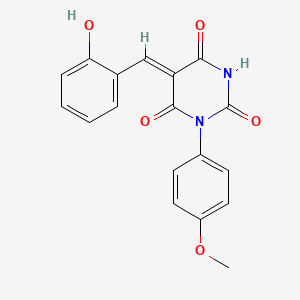 molecular formula C18H14N2O5 B3904132 5-(2-hydroxybenzylidene)-1-(4-methoxyphenyl)-2,4,6(1H,3H,5H)-pyrimidinetrione 