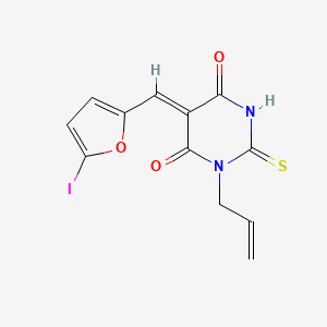 molecular formula C12H9IN2O3S B3904135 1-allyl-5-[(5-iodo-2-furyl)methylene]-2-thioxodihydro-4,6(1H,5H)-pyrimidinedione 