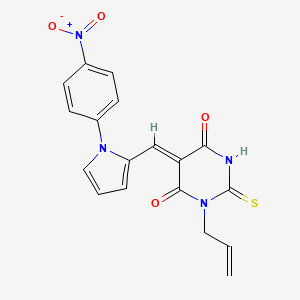 molecular formula C18H14N4O4S B3904166 1-allyl-5-{[1-(4-nitrophenyl)-1H-pyrrol-2-yl]methylene}-2-thioxodihydro-4,6(1H,5H)-pyrimidinedione 