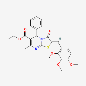 molecular formula C26H26N2O6S B3904183 ethyl 7-methyl-3-oxo-5-phenyl-2-(2,3,4-trimethoxybenzylidene)-2,3-dihydro-5H-[1,3]thiazolo[3,2-a]pyrimidine-6-carboxylate 