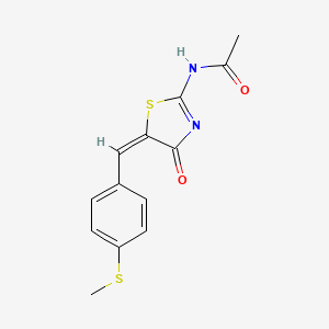 molecular formula C13H12N2O2S2 B3904195 N-{5-[4-(methylthio)benzylidene]-4-oxo-1,3-thiazolidin-2-ylidene}acetamide 
