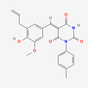 molecular formula C22H20N2O5 B3904212 5-(3-allyl-4-hydroxy-5-methoxybenzylidene)-1-(4-methylphenyl)-2,4,6(1H,3H,5H)-pyrimidinetrione 