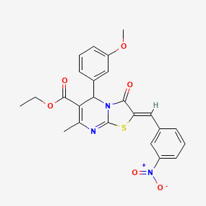 molecular formula C24H21N3O6S B3904221 ethyl 5-(3-methoxyphenyl)-7-methyl-2-(3-nitrobenzylidene)-3-oxo-2,3-dihydro-5H-[1,3]thiazolo[3,2-a]pyrimidine-6-carboxylate 