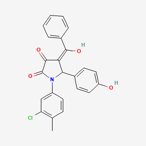 molecular formula C24H18ClNO4 B3904244 4-benzoyl-1-(3-chloro-4-methylphenyl)-3-hydroxy-5-(4-hydroxyphenyl)-1,5-dihydro-2H-pyrrol-2-one 