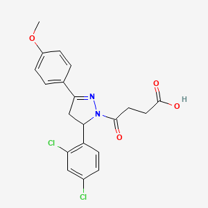 molecular formula C20H18Cl2N2O4 B3904261 4-[5-(2,4-dichlorophenyl)-3-(4-methoxyphenyl)-4,5-dihydro-1H-pyrazol-1-yl]-4-oxobutanoic acid 