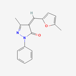 molecular formula C16H14N2O2 B3904264 5-methyl-4-[(5-methyl-2-furyl)methylene]-2-phenyl-2,4-dihydro-3H-pyrazol-3-one 