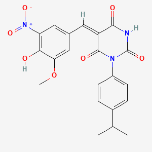 molecular formula C21H19N3O7 B3904294 5-(4-hydroxy-3-methoxy-5-nitrobenzylidene)-1-(4-isopropylphenyl)-2,4,6(1H,3H,5H)-pyrimidinetrione 