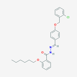 molecular formula C27H29ClN2O3 B390430 N'-{4-[(2-chlorobenzyl)oxy]benzylidene}-2-(hexyloxy)benzohydrazide 