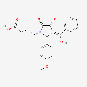 molecular formula C22H21NO6 B3904301 4-[3-benzoyl-4-hydroxy-2-(4-methoxyphenyl)-5-oxo-2,5-dihydro-1H-pyrrol-1-yl]butanoic acid 