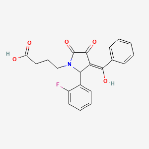 molecular formula C21H18FNO5 B3904306 4-[3-benzoyl-2-(2-fluorophenyl)-4-hydroxy-5-oxo-2,5-dihydro-1H-pyrrol-1-yl]butanoic acid 