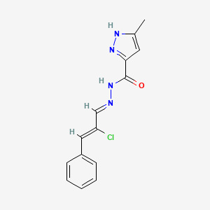 molecular formula C14H13ClN4O B3904331 N'-(2-chloro-3-phenyl-2-propen-1-ylidene)-3-methyl-1H-pyrazole-5-carbohydrazide 