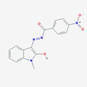 molecular formula C16H12N4O4 B390435 N'-[(3E)-1-methyl-2-oxo-1,2-dihydro-3H-indol-3-ylidene]-4-nitrobenzohydrazide 