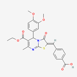 molecular formula C26H24N2O7S B3904355 4-{[5-(3,4-dimethoxyphenyl)-6-(ethoxycarbonyl)-7-methyl-3-oxo-5H-[1,3]thiazolo[3,2-a]pyrimidin-2(3H)-ylidene]methyl}benzoic acid 