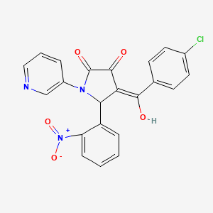 molecular formula C22H14ClN3O5 B3904361 4-(4-chlorobenzoyl)-3-hydroxy-5-(2-nitrophenyl)-1-(3-pyridinyl)-1,5-dihydro-2H-pyrrol-2-one 