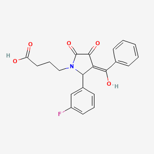 molecular formula C21H18FNO5 B3904367 4-[3-benzoyl-2-(3-fluorophenyl)-4-hydroxy-5-oxo-2,5-dihydro-1H-pyrrol-1-yl]butanoic acid 