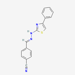 molecular formula C17H12N4S B3904375 4-[2-(4-phenyl-1,3-thiazol-2-yl)carbonohydrazonoyl]benzonitrile 