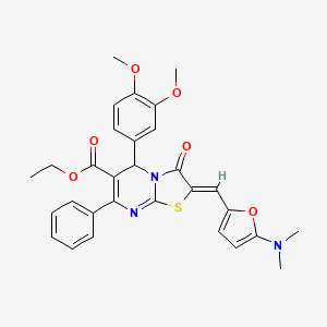 molecular formula C30H29N3O6S B3904390 ethyl 5-(3,4-dimethoxyphenyl)-2-{[5-(dimethylamino)-2-furyl]methylene}-3-oxo-7-phenyl-2,3-dihydro-5H-[1,3]thiazolo[3,2-a]pyrimidine-6-carboxylate 