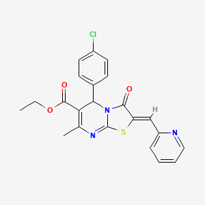 ethyl 5-(4-chlorophenyl)-7-methyl-3-oxo-2-(2-pyridinylmethylene)-2,3-dihydro-5H-[1,3]thiazolo[3,2-a]pyrimidine-6-carboxylate