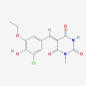molecular formula C14H13ClN2O5 B3904413 5-(3-chloro-5-ethoxy-4-hydroxybenzylidene)-1-methyl-2,4,6(1H,3H,5H)-pyrimidinetrione 