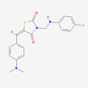 molecular formula C19H18IN3O2S B390443 5-[4-(Dimethylamino)benzylidene]-3-[(4-iodoanilino)methyl]-1,3-thiazolidine-2,4-dione 