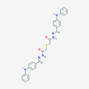 N-[(E)-[4-(N-methylanilino)phenyl]methylideneamino]-2-[2-[(2E)-2-[[4-(N-methylanilino)phenyl]methylidene]hydrazinyl]-2-oxoethyl]sulfanylacetamide