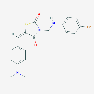 molecular formula C19H18BrN3O2S B390448 3-[(4-Bromoanilino)methyl]-5-[4-(dimethylamino)benzylidene]-1,3-thiazolidine-2,4-dione 