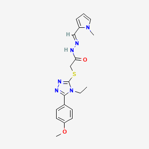 molecular formula C19H22N6O2S B3904490 2-{[4-ethyl-5-(4-methoxyphenyl)-4H-1,2,4-triazol-3-yl]thio}-N'-[(1-methyl-1H-pyrrol-2-yl)methylene]acetohydrazide CAS No. 303102-86-5