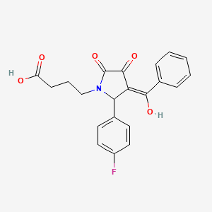 molecular formula C21H18FNO5 B3904501 4-[3-benzoyl-2-(4-fluorophenyl)-4-hydroxy-5-oxo-2,5-dihydro-1H-pyrrol-1-yl]butanoic acid 