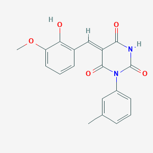 molecular formula C19H16N2O5 B3904590 5-(2-hydroxy-3-methoxybenzylidene)-1-(3-methylphenyl)-2,4,6(1H,3H,5H)-pyrimidinetrione 