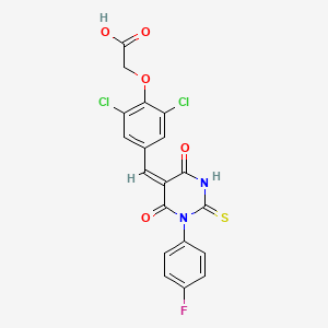 (2,6-dichloro-4-{[1-(4-fluorophenyl)-4,6-dioxo-2-thioxotetrahydro-5(2H)-pyrimidinylidene]methyl}phenoxy)acetic acid