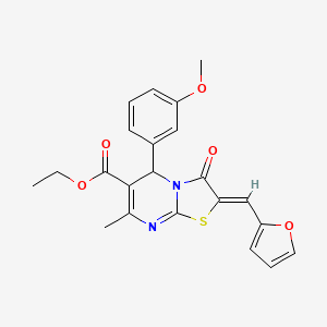molecular formula C22H20N2O5S B3904611 ethyl 2-(2-furylmethylene)-5-(3-methoxyphenyl)-7-methyl-3-oxo-2,3-dihydro-5H-[1,3]thiazolo[3,2-a]pyrimidine-6-carboxylate 