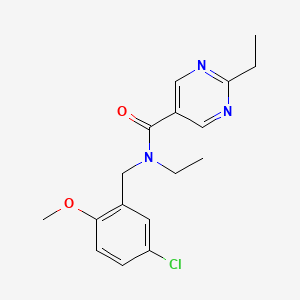 molecular formula C17H20ClN3O2 B3904613 N-(5-chloro-2-methoxybenzyl)-N,2-diethylpyrimidine-5-carboxamide 